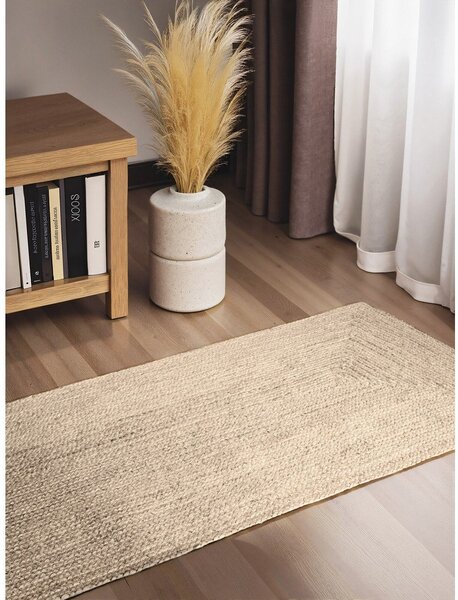 Kremno bel obojestranski/ročno tkan tekač iz jute 80x200 cm Juno – Hanse Home