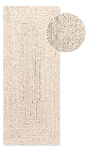 Kremno bel obojestranski/ročno tkan tekač iz jute 80x200 cm Juno – Hanse Home