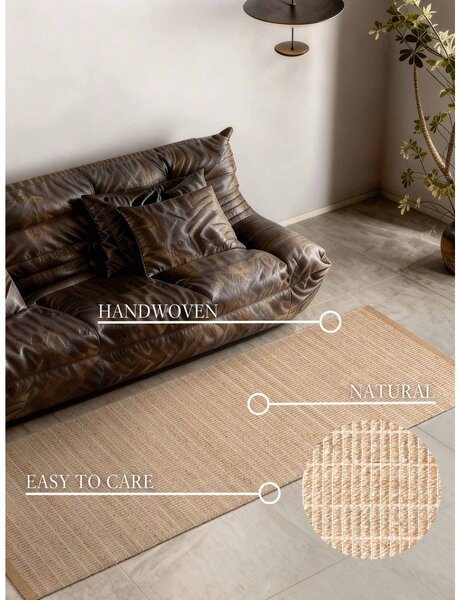 Obojestranski/ročno tkan tekač iz mešanice jute v naravni barvi 80x200 cm Birka – Villeroy&Boch