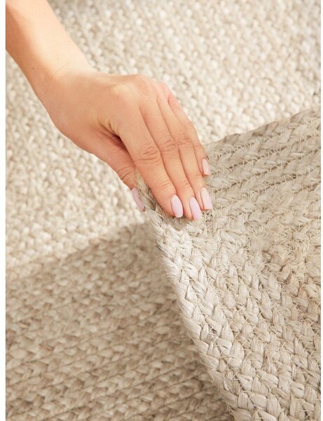 Kremno bel obojestranski/ročno tkan tekač iz jute 80x200 cm Juno – Hanse Home