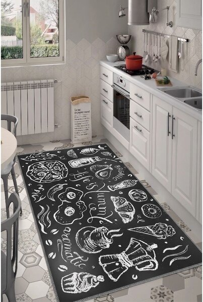 Črna pralna preproga 50x80 cm Life Is Yummy – Vitaus