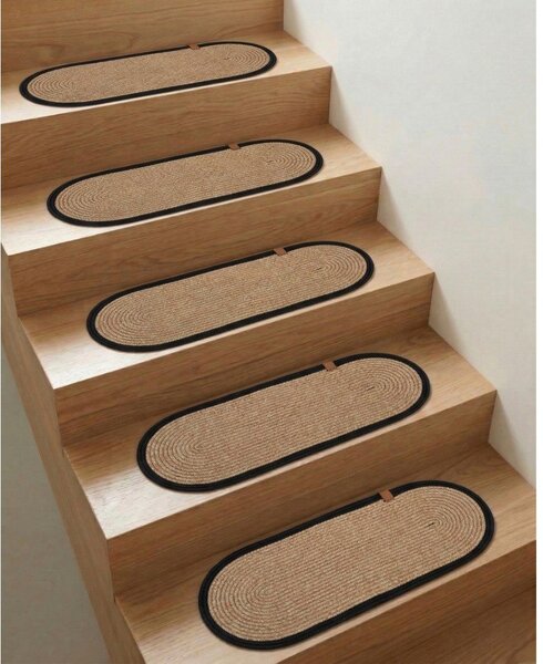 Črni/v naravni barvi komplet preprog za stopnice 16 ks 25x65 cm Milo Frame – Vitaus