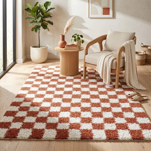 Kremno bela/v barvi terakote preproga 120x170 cm Grida – ESTE