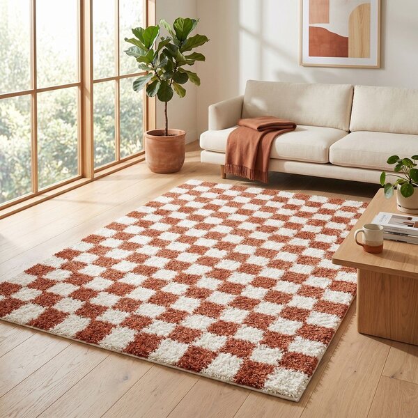 Kremno bela/v barvi terakote preproga 120x170 cm Grida – ESTE