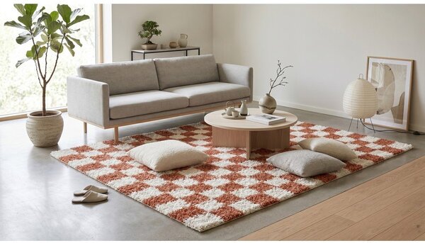 Kremno bela/v barvi terakote preproga 120x170 cm Grida – ESTE
