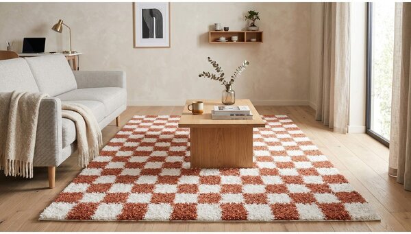 Kremno bela/v barvi terakote preproga 120x170 cm Grida – ESTE