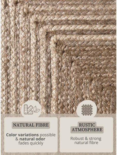 Obojestranski/ročno tkan tekač iz jute v svetli naravni barvi/v temni naravni barvi 80x200 cm Juno – Hanse Home