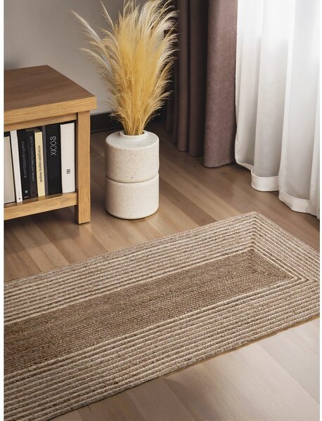 Obojestranski/ročno tkan tekač iz jute v svetli naravni barvi/v temni naravni barvi 80x200 cm Juno – Hanse Home