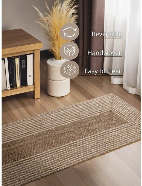 Obojestranski/ročno tkan tekač iz jute v svetli naravni barvi/v temni naravni barvi 80x200 cm Juno – Hanse Home