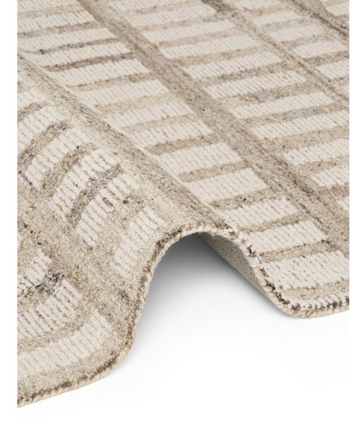 Kremno bela ročno tkana volnena preproga 80x150 cm Boho 1.0 Linara – Vikosa