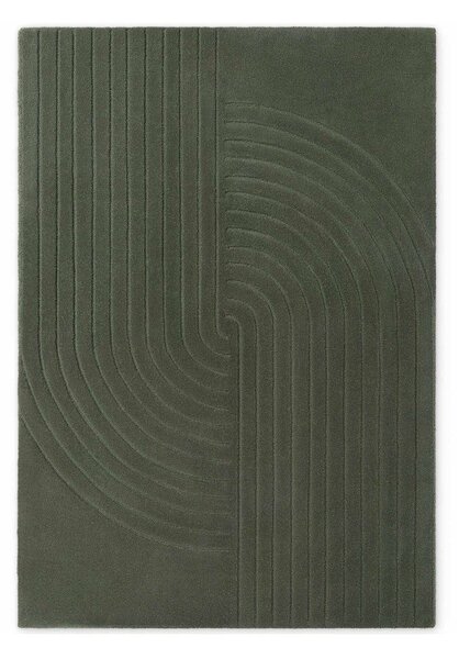 Temno zelena ročno tkana volnena preproga 160x230 cm Arcura – Vikosa