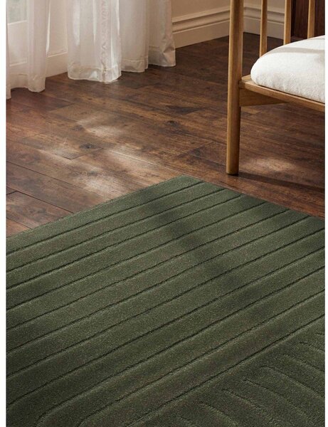 Temno zelena ročno tkana volnena preproga 160x230 cm Arcura – Vikosa