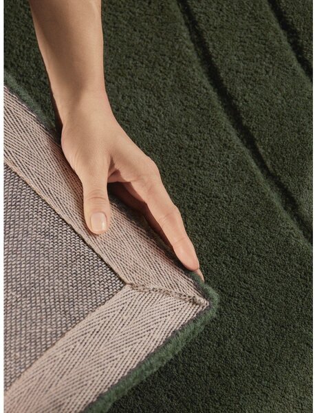 Temno zelena ročno tkana volnena preproga 160x230 cm Arcura – Vikosa