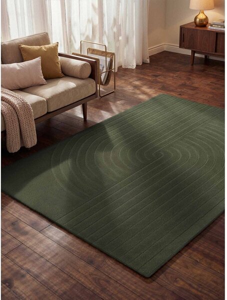 Temno zelena ročno tkana volnena preproga 160x230 cm Arcura – Vikosa