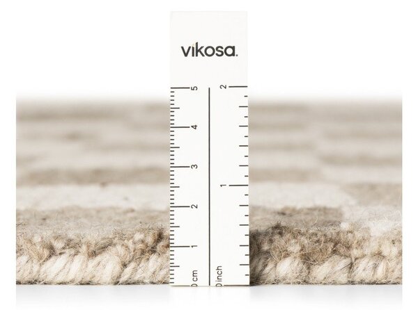 Kremno bela ročno tkana volnena preproga 80x150 cm Boho 1.0 Quadra – Vikosa