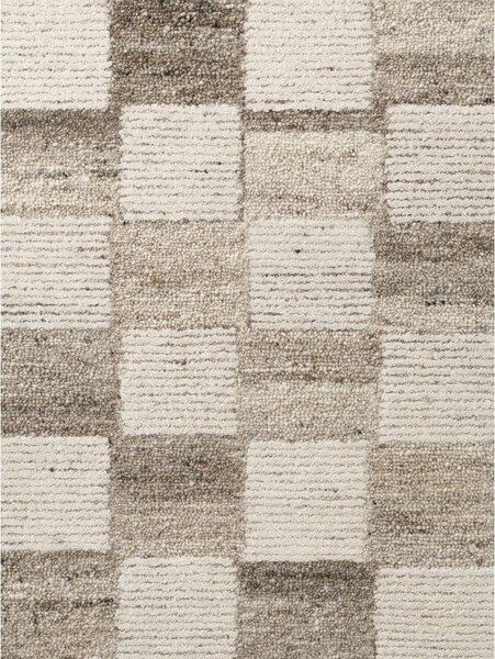 Kremno bela ročno tkana volnena preproga 80x150 cm Boho 1.0 Quadra – Vikosa
