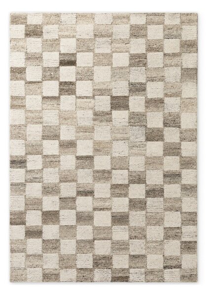 Kremno bela ročno tkana volnena preproga 80x150 cm Boho 1.0 Quadra – Vikosa