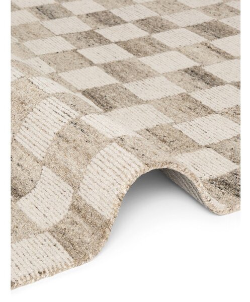 Kremno bela ročno tkana volnena preproga 80x150 cm Boho 1.0 Quadra – Vikosa