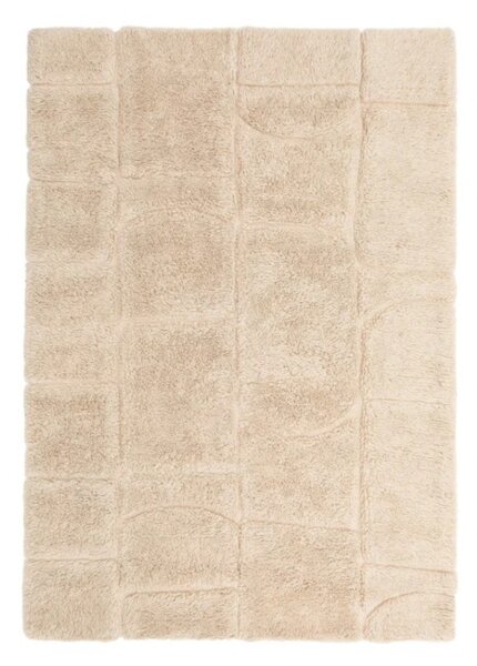 Kremno bela ročno tkana volnena preproga 200x300 cm Nak – Kave Home