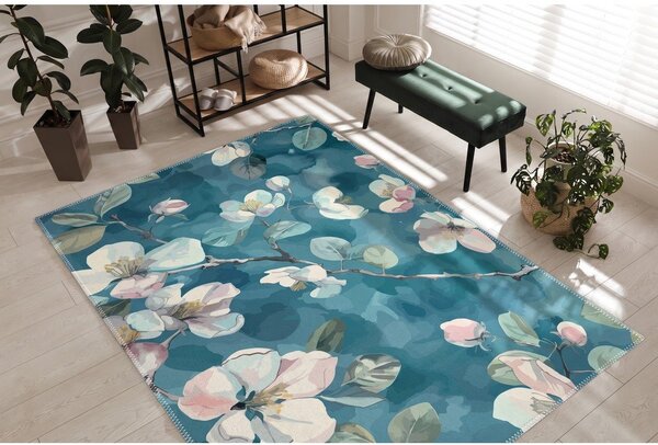 Modra pralna preproga 50x80 cm Bloom – Vitaus