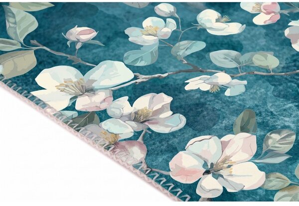 Modra pralna preproga 50x80 cm Bloom – Vitaus
