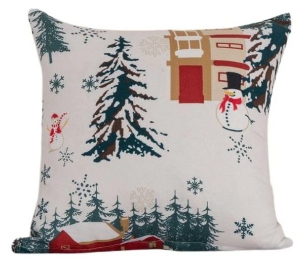 Poli-bombažna prevleka za blazino SNOWY HOUSES POLY 45x45 cm, bela