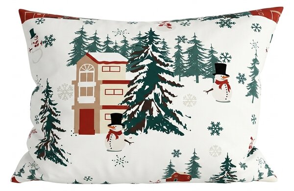 Poli-bombažna prevleka za blazino SNOWY HOUSES POLY 50x70 cm, bela