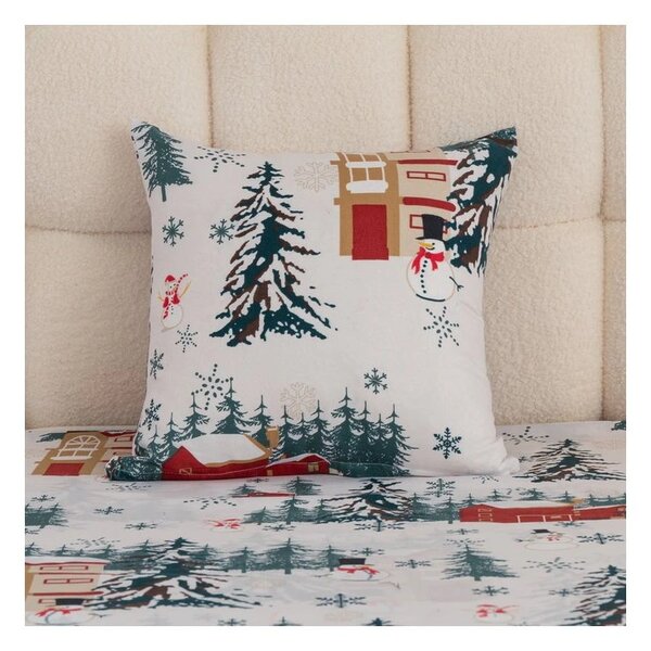 Poli-bombažna prevleka za blazino SNOWY HOUSES POLY 45x45 cm, bela