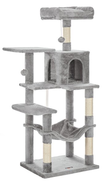 Mačje drevo DÁRIUS, 55×45×143 cm, svetlo siva SongmicsHome