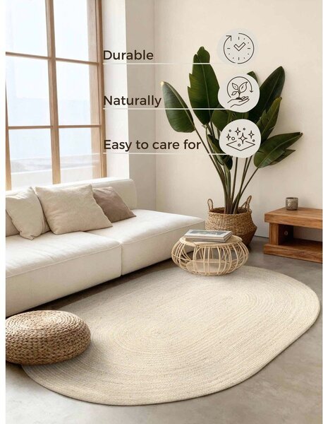 Kremno bela obojestranska/ročno tkana preproga iz jute 160x230 cm Braided – Hanse Home