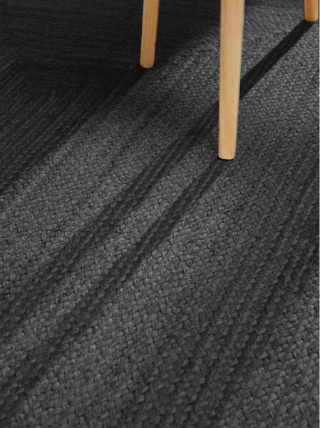 Črn obojestranski/ročno tkan tekač iz jute 80x200 cm Juno – Hanse Home