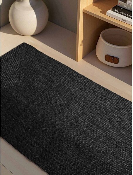 Črn obojestranski/ročno tkan tekač iz jute 80x200 cm Juno – Hanse Home