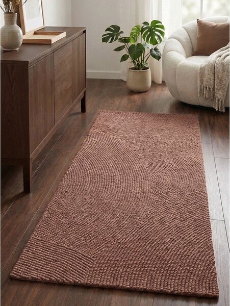 Ročno tkan volnen tekač v barvi terakote 80x200 cm Calmio – Hanse Home