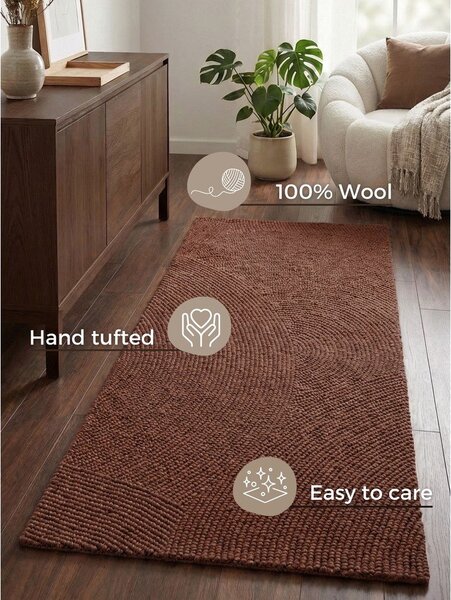 Opečnato oranžen ročno tkan volnen tekač 80x200 cm Calmio – Hanse Home