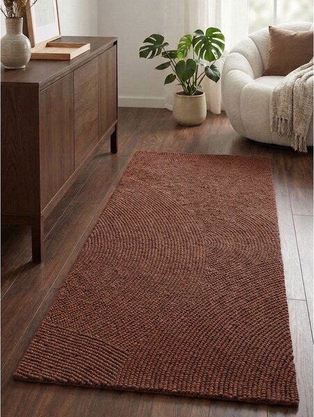 Opečnato oranžen ročno tkan volnen tekač 80x200 cm Calmio – Hanse Home