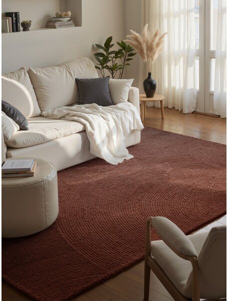 Opečnato oranžna ročno tkana volnena preproga 80x150 cm Calmio – Hanse Home
