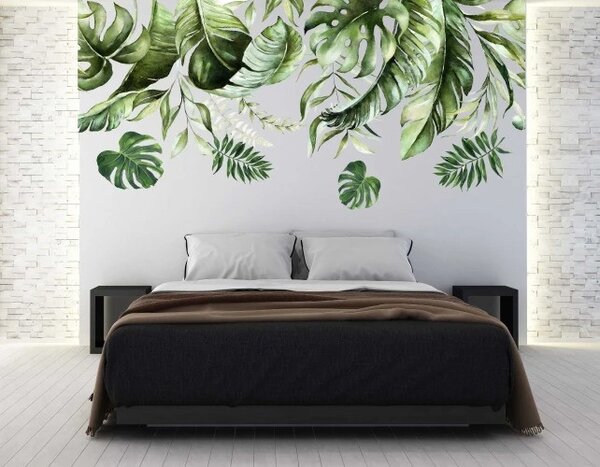 Stenska nalepka za notranjost z motivom listov rastline monstera 80 x 160 cm