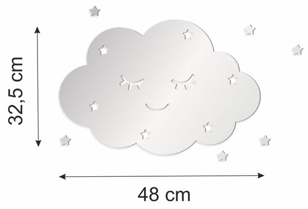 Otroško dekorativno stensko ogledalo z motivom oblaka