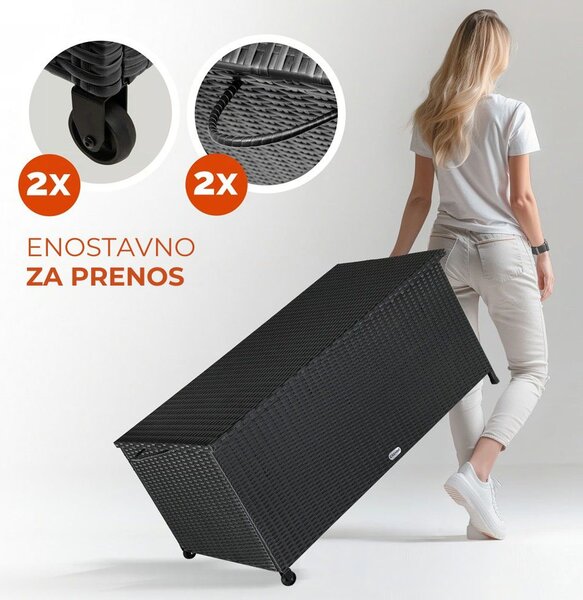 Poliratan škatla za shranjevanje RICCO, 117 x 53 x 60 cm, črna Casaria
