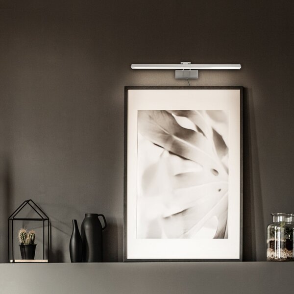 Steinhauer LED-stenna svetilka Litho, jeklo, kovina, CCT, širina 60 cm, zatemnjen, Kovinska, Dnevna soba / jedilnica, Kovina, Stenska kotna