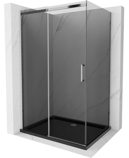 Mexen Omega drsna tuš kabina 100 x 80 cm, grafit, krom + pladenj Flat, črn - 825-100-080-01-40-4070