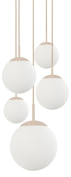 Steinhauer Visoka svetilka Bollique, krem/opalsko bela, steklo, 5-žarilna, zatemnjen, Bež, Dnevna soba / jedilnica, Steklo