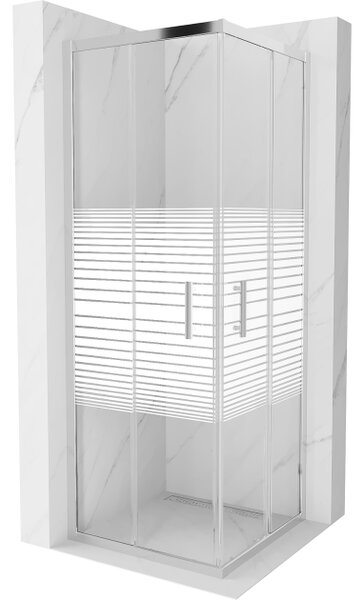 Mexen Rio kvadratna tuš kabina 70 x 70 cm, beli trakovi, krom - 860-070-070-01-20