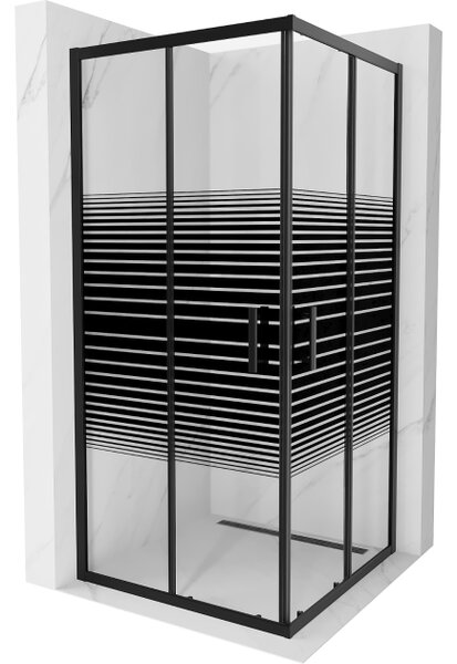 Mexen Rio kvadratna pršna kabina 90 x 90 cm, črni pasovi, črna - 860-090-090-70-20