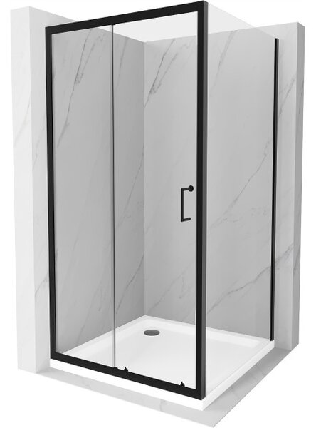Mexen Apia tuš kabina drsna 90 x 90 cm, prozorna, črna + pladenj Flat, bela - 840-090-090-70-00-4010B