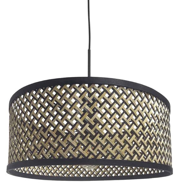 Steinhauer Visoka svetilka Sparkled Light, pletena senčnica v črni barvi in lesu, zatemnjen, Črna, Dnevna soba / jedilnica, Bambus