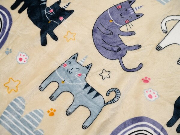 Komplet posteljnine mikropliš PURRSLEEP bež + rjuha mikropliš SOFT 180x200 cm bela, zakonska postelja