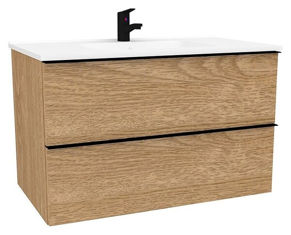 Srednje visoka omarica z umivalnikom Loft Wood (Š x G x V: 75 x 46 x 55 cm, Rjava)