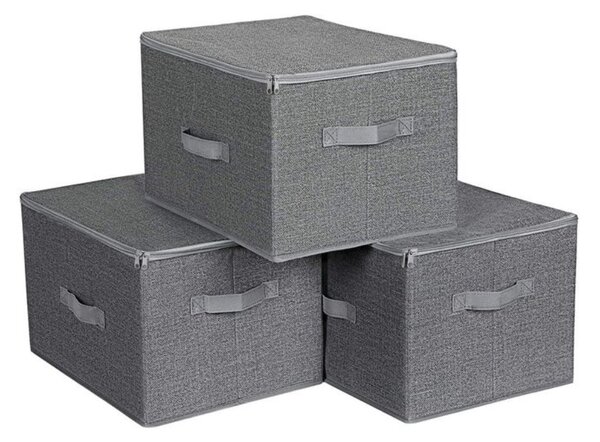 Škatle za shranjevanje ELVIS, 3 kosi, 40x30x25 cm, sive SongmicsHome