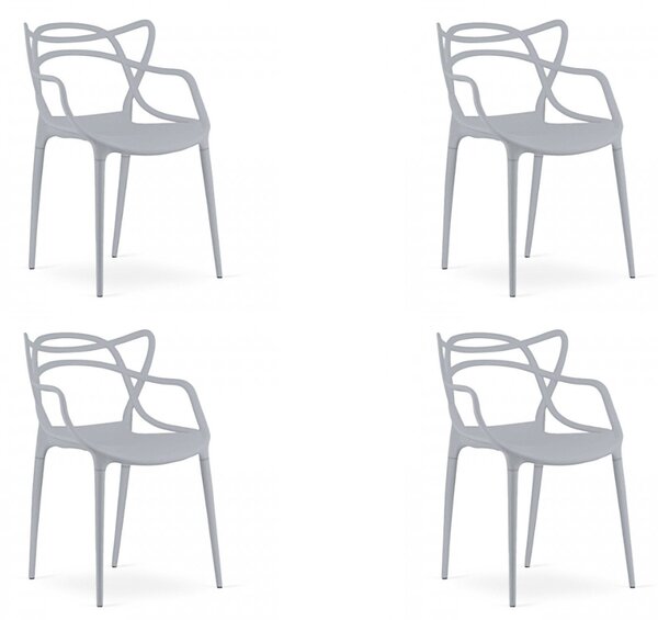 Set 4 stolov iz plastike KATO, svetlosiva